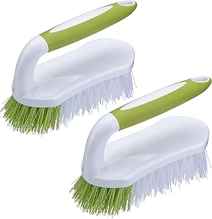 Scrub Brush, Heavy Duty Scrubbing Brushes for Cleaning with Comfortable Grip for Shower, Bathroom, Sink, Kitchen, Bathtub, Floor Cleaning, 2 Pcs