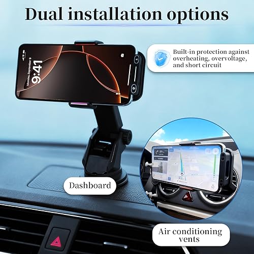 Miniatura 3 de Palm Gesture - Soporte para teléfono de auto giratorio automático y cargador inalámbrico rápido de 15 W - Control de sensor premium, apertura de