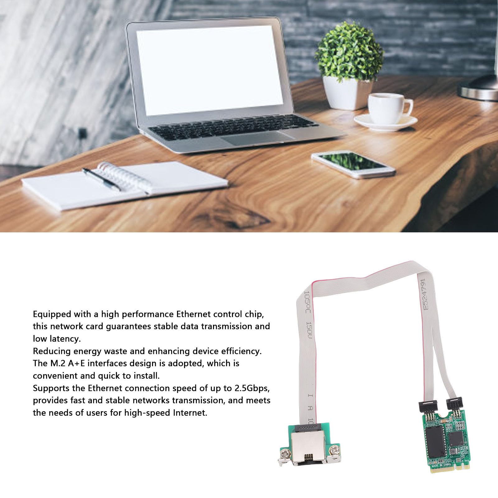Scheda di Rete Gigabit Ethernet da 2,5 G con Chiave M.2 A+E, Scheda di Controllo Industriale con Porta RJ45 con Trasmissione Dati Stabile per Computer Portatile Desktop