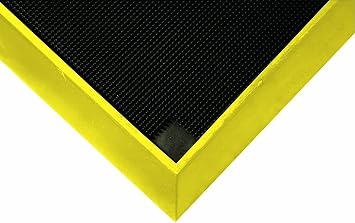 Wearwell Footbath Mat - Black/Yellow. Shoe Mat - 5 Gallon Capacity. Tall Wall for Cleaning Solutions. 32"" L x 39"" W x 2-1/2"" Thickness. For Food Processing Facilities 222.2.5x32x39BK