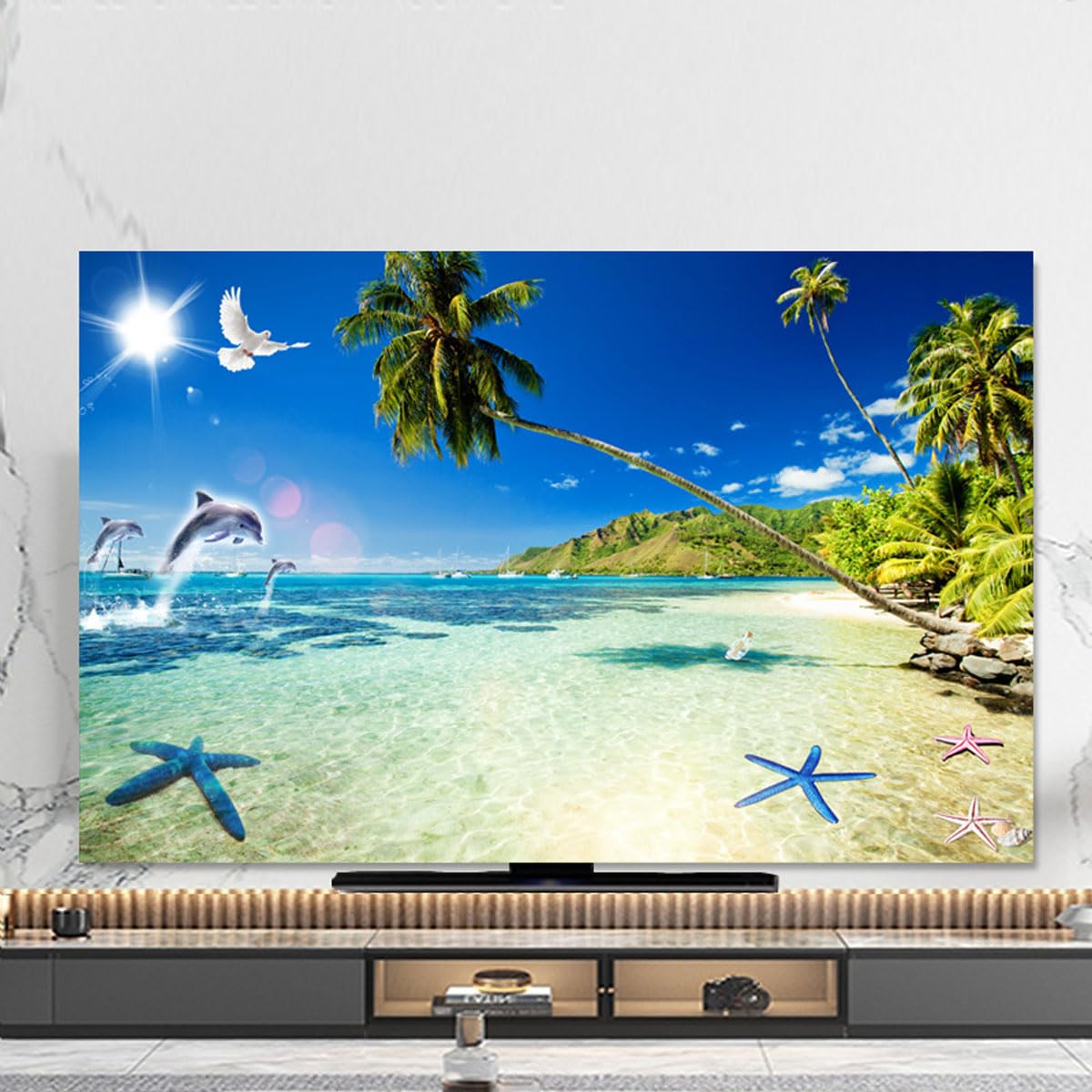 VHJdtE TV covers, TV Dust-Proof Protectors Cover Home Decoration Full Wrap LED,LCD Universal Weatherproof(C,85IN)