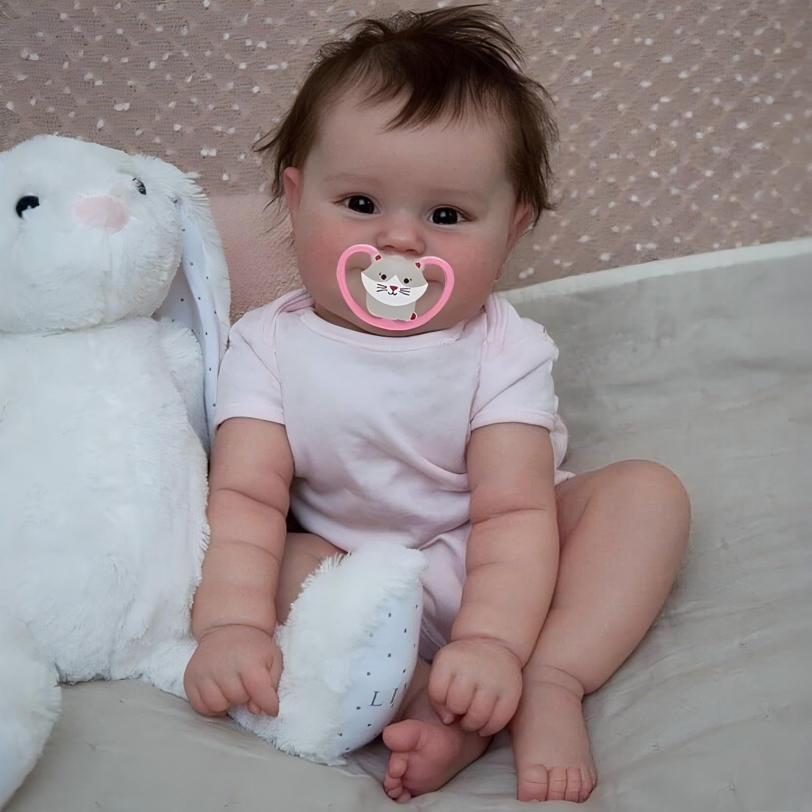 iCradle Lovely Real Look Reborn Baby Doll Girl 20inch 50cm Silicone Baby Doll Realistic Newborn Doll Toy for Ages 3+ (Brown Eyes Maddie)