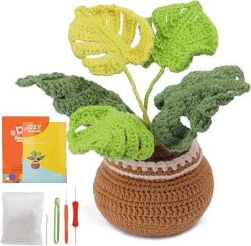 kgxulr Crochet Kit for Beginners,Monstera Leaves Crochet Kit Beginner Crochet Starter Kit for Complete Beginners Adults, Crocheting Knitting Kit with Step-by-Step Video TutorialsMonstera Leaves