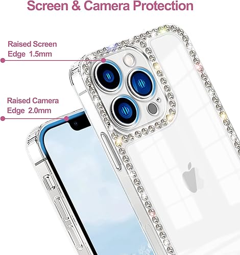 Miniatura 5 de Funda transparente compatible con iPhone XR con diamantes de imitación para niñas y mujeres, diseño de parachoques brillante con purpurina y diseño