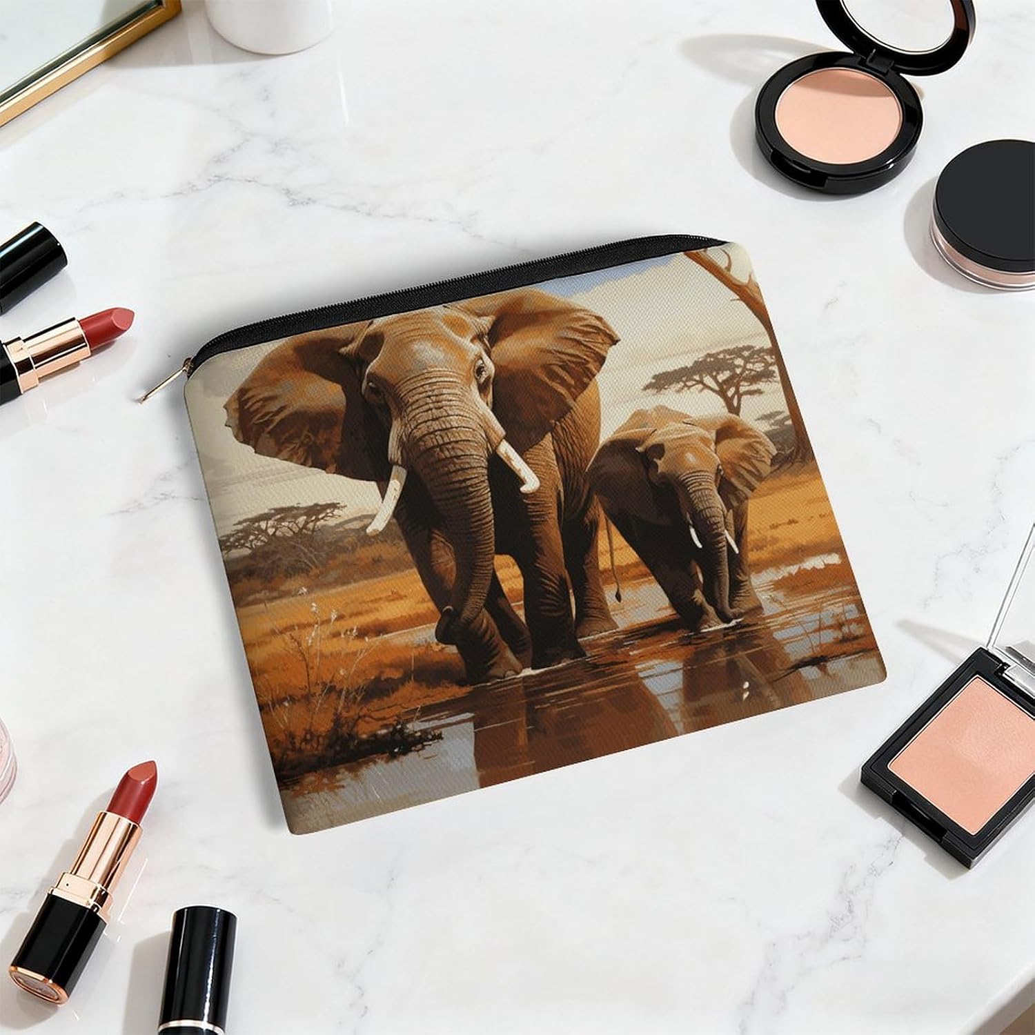 Elephant Family Makeup Bag Toiletry Bag Cosmetic Bag image 5