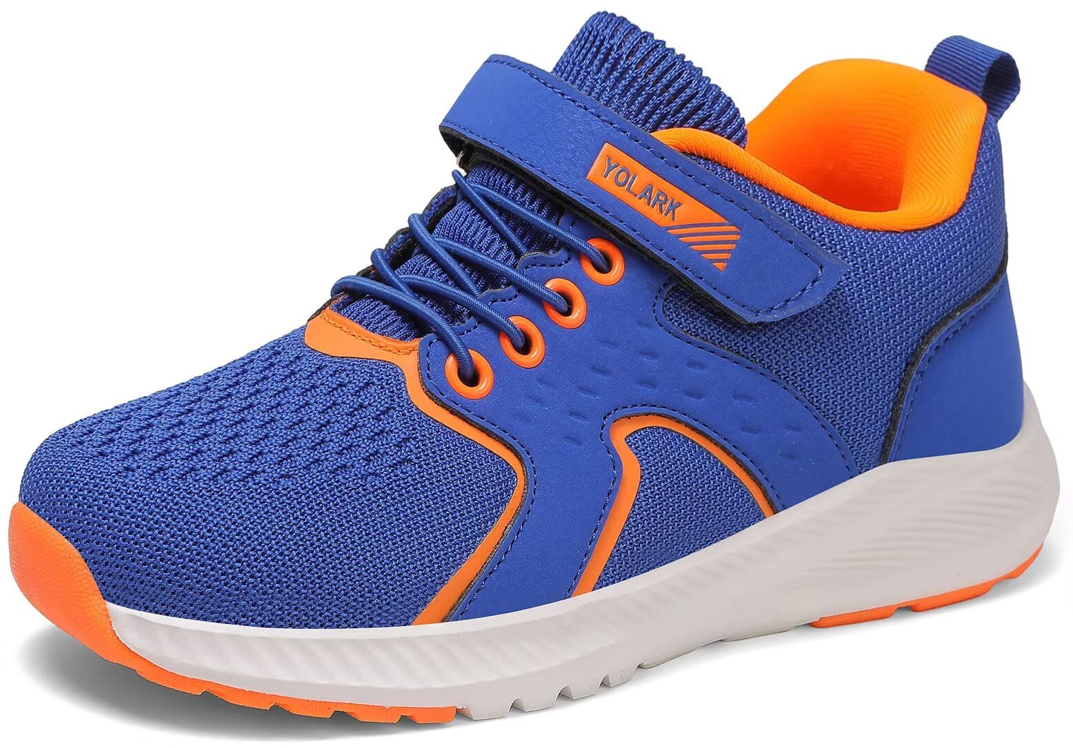 YOLARK Kids Sneakers for Boys Girls Running Tennis Shoes Non-Slip Hiking Walking Shoes Lightweight Breathable Sport Athletic?Blue Big 1?