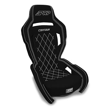 PRP Contour Suspension Seat for Cars, Trucks, Jeeps, Buggies, and 4x4s Fixed Back Tabbed Universal Seat with Lumbar Support, Gel-Infused FlexFoam, Wide Shoulders, Removable Cushion Black Cloth
