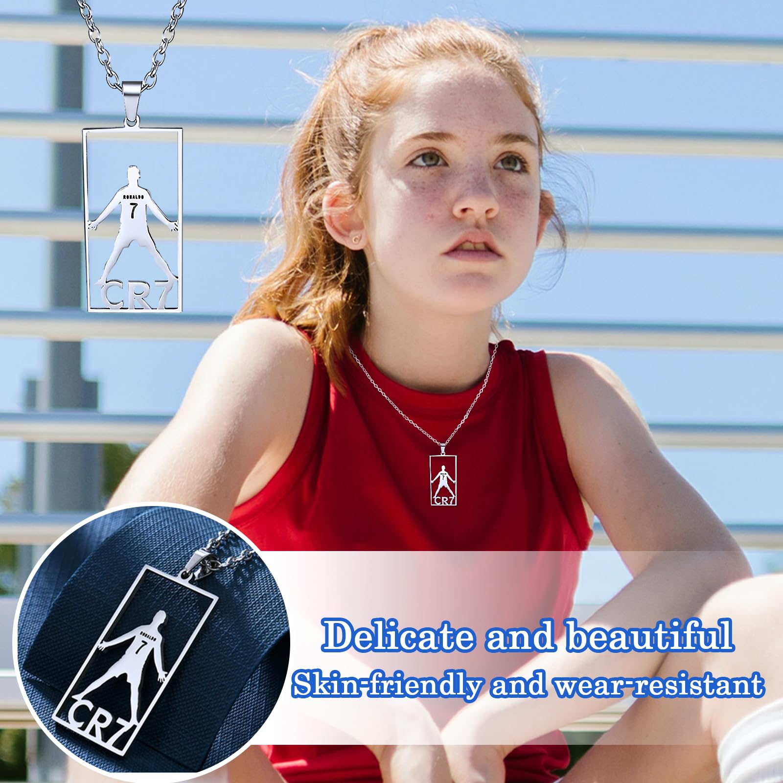 Collier de Football en Acier Inoxydable Pendentif Jersey pour Fans Hommes Garçons