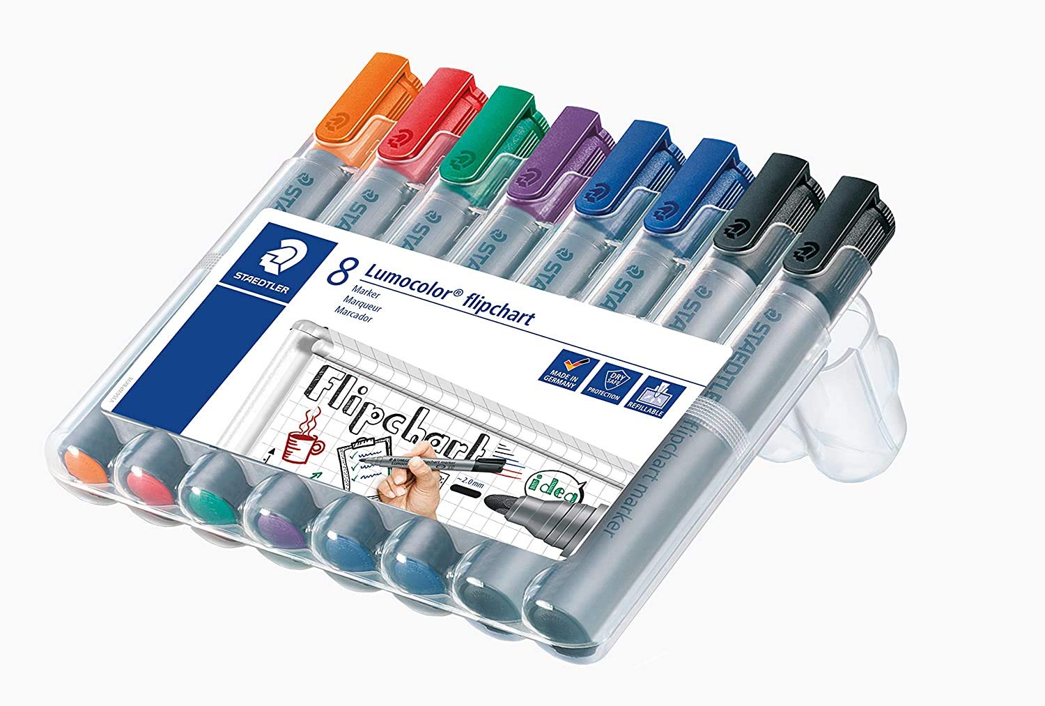 Staedtler Lumocolor 356 WP8X Flipchart-Marker (Rundspitze ca. 2 mm Linienbreite, Set mit 8 Markern, Ideal für Flipchart-Blöcke, farbintensiv, geruchsarm, hohe Qualität) (5)