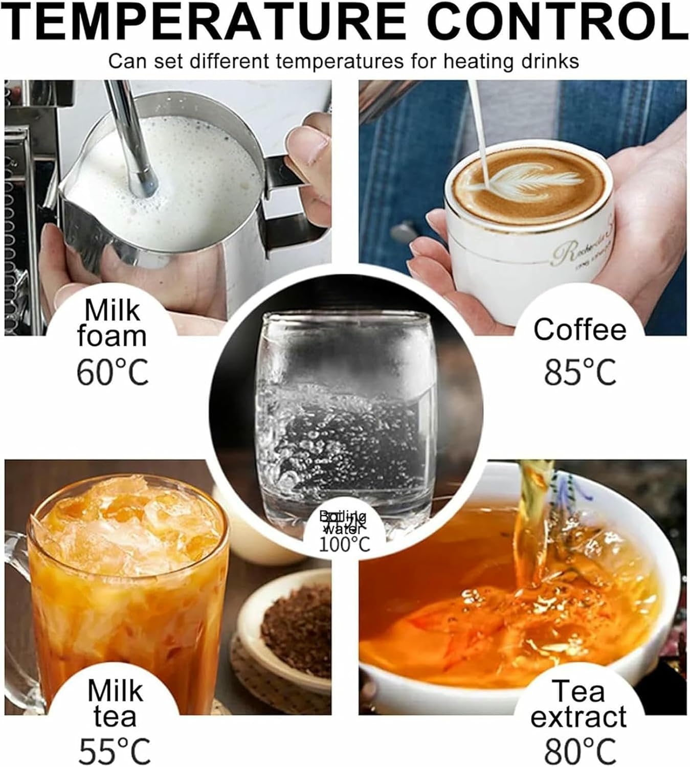 Commercial Electric Milk Frother 2500W Stainless Steel Milk Foam Steamer with LED Display for Cafeteria Drink Shop Dessert Shop