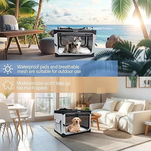 Miniatura 2 de Jaula plegable suave para perros, portátil y plegable con bolsa de transporte, ventanas de malla transpirable duradera de 4 puertas para interiores