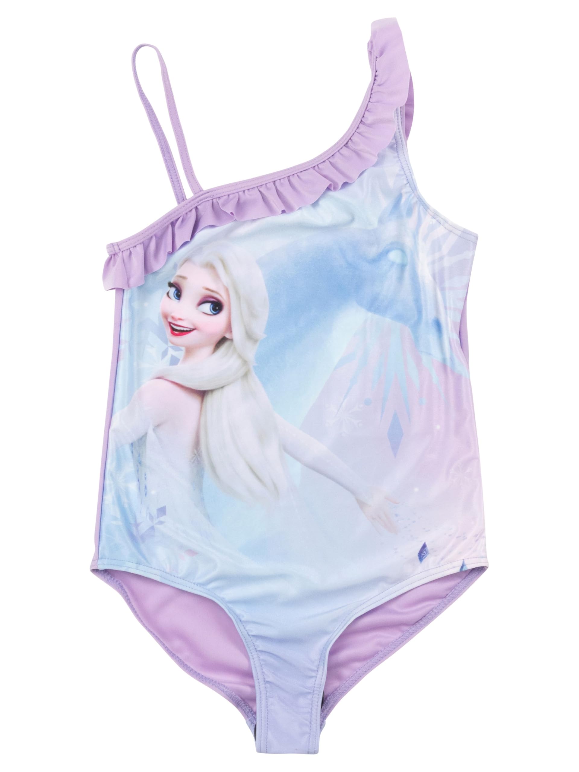 Disney Frozen Swimsuit with Ruffles for Girls - Elsa Frozen Children's Swimming Costume One-Piece Purple/Blue, Purple/Blue, 122 cm-128 cm