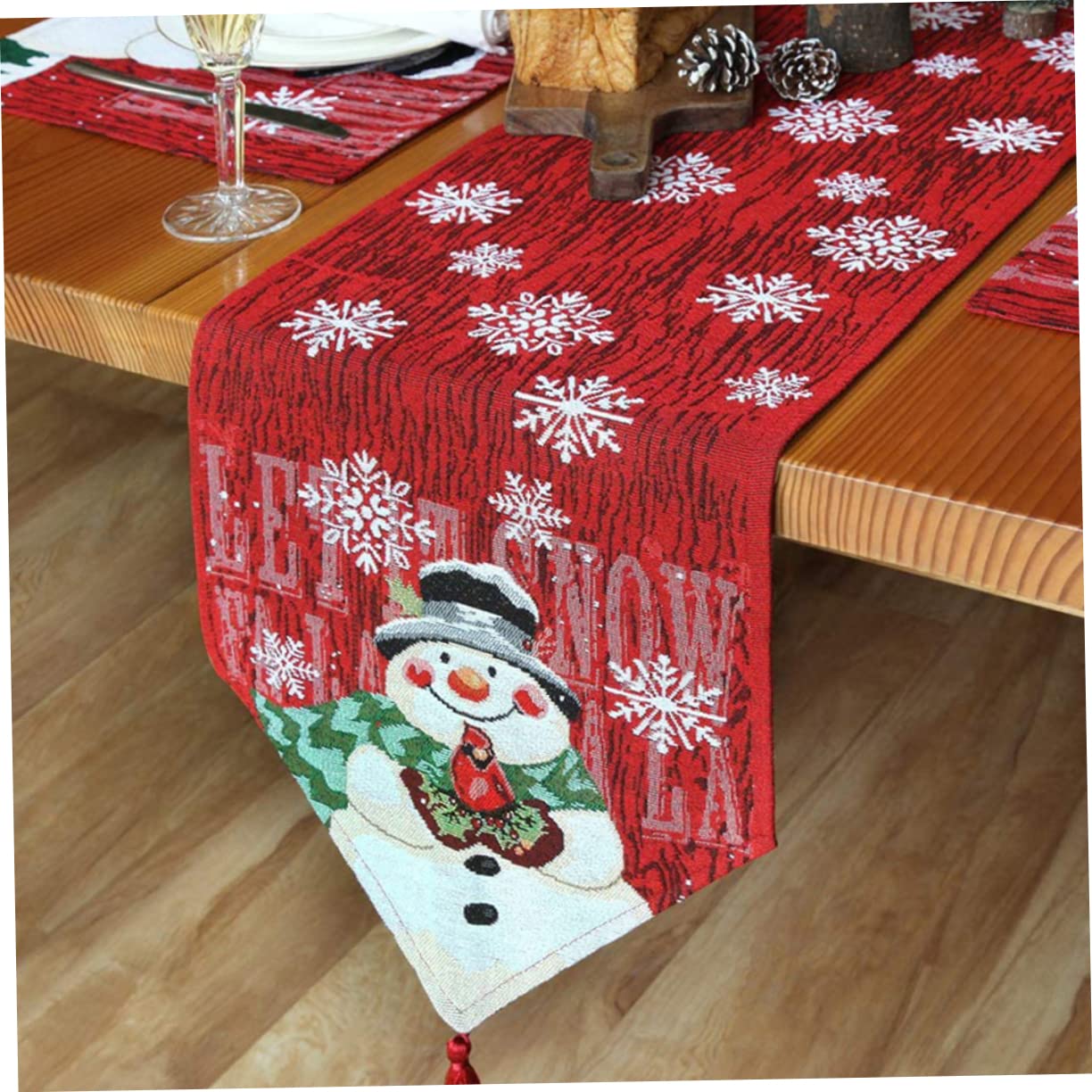 ABOOFAN 3 Stck. Weihnachtstischläufer Weihnachts-mitteldecken Christmas Table Cloth Tischläufer aus Käsetuch für Esstisch Weihnachten Schneemann Esstisch Ornament