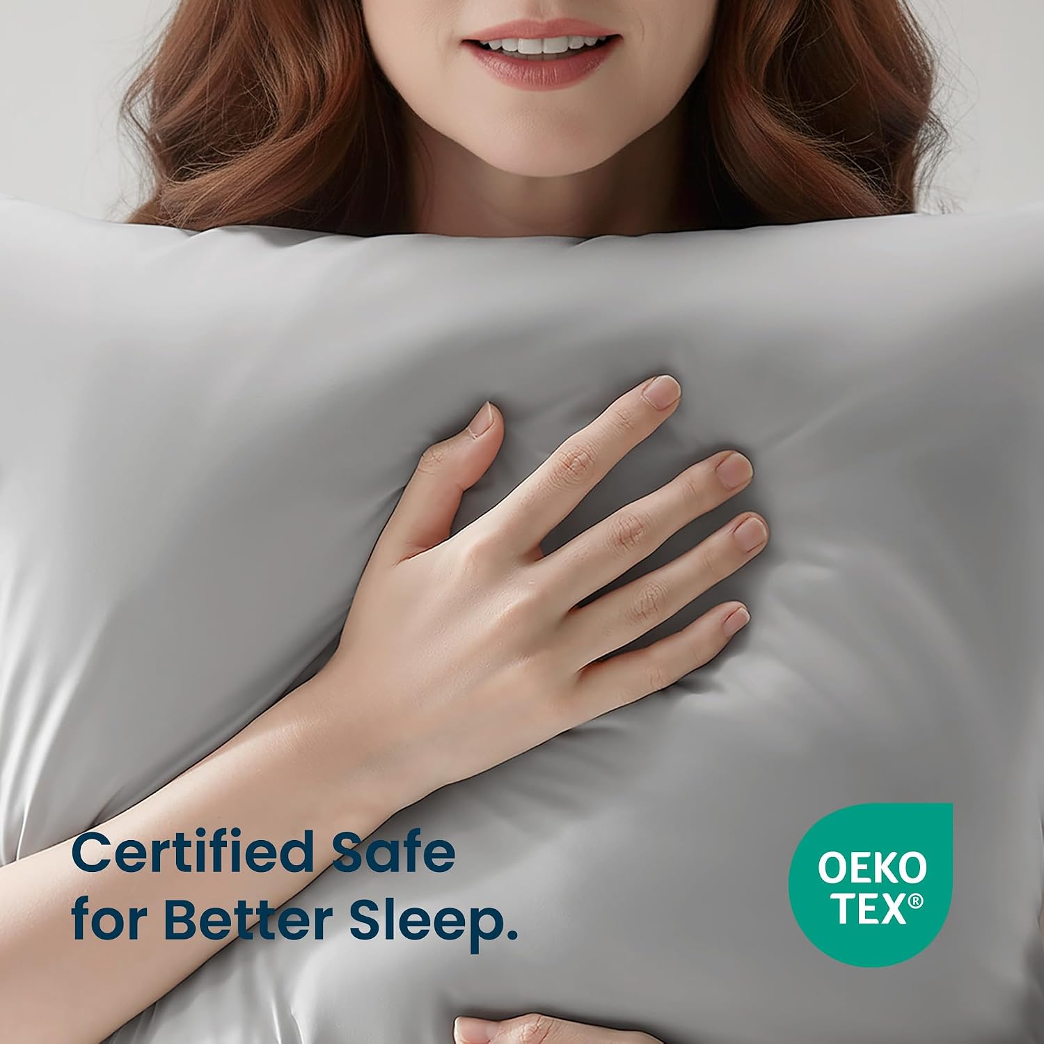 SLEEP ZONE Nanotex Cooling Pillowcases - 2 Pack, Silky Pillow Cases for Hair and Skin, Breathable Bedding for Summer and Hot Sleepers, Zippered Pillow Covers(Grey, Queen)