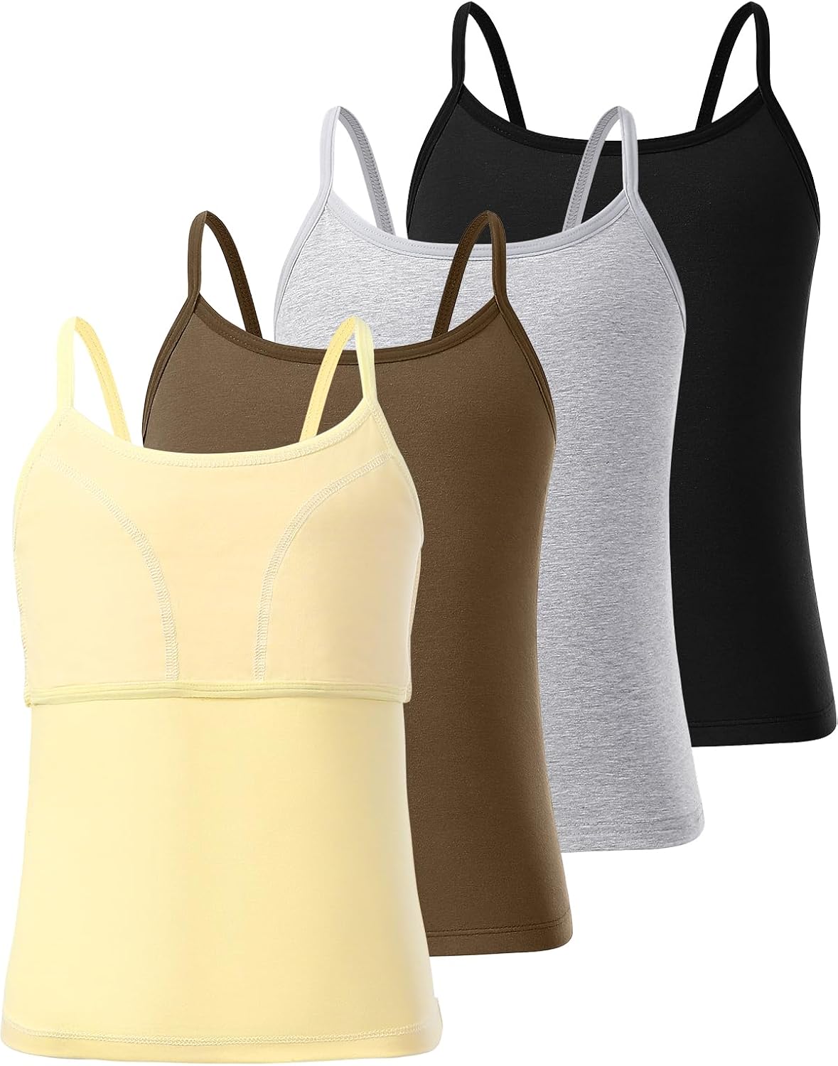 Ullnoy Training Bras for Teens Girls Breathable Undershirts Size 6-12 Girls Camisole Undershirts with Shelf Bras Tank Top