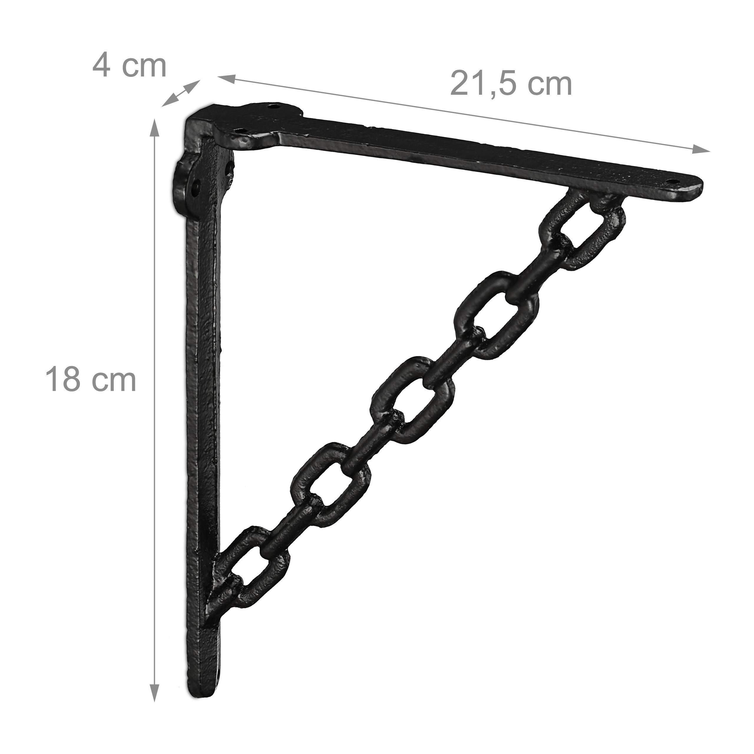 Lot de 6 équerres d'étagère en Fonte Antique, Vintage, Motif chaîne, Support Mural pour étagère, Noir