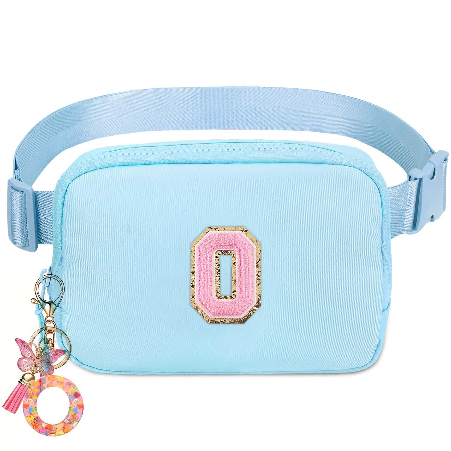 Belt Bag for Girls Gifts - Birthday Gifts for Teenager, Personalized Gifts for Mom Freind Sister Teacher, Graduation GiftsInitial Crossbody Bag Belt Bag for Women Lavender Blue O