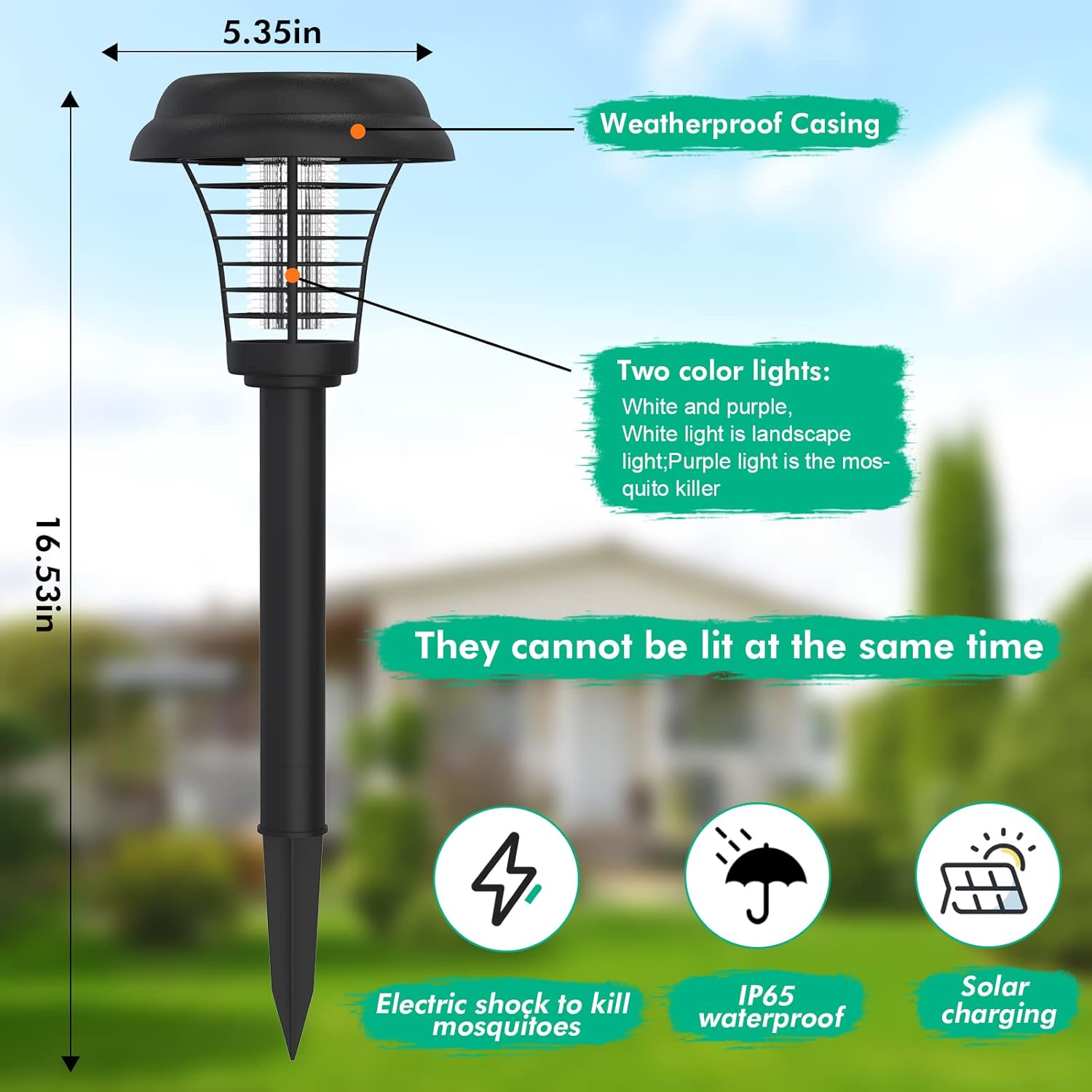 2 Pcs Solar Bug Zapper Outdoor Waterproof LED Solar Mosquito Zapper Outdoor Solar Powered Mosquito Killer Light Lamp for Indoor and Outdoor Use