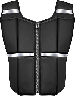 ONETWOFIT Adjustable Weighted Vest: 2-45lbs Silicone Weights for Rucking, Walking, Running - Men Women Gym Home Workout Vest with Zipper & Reflective Strips