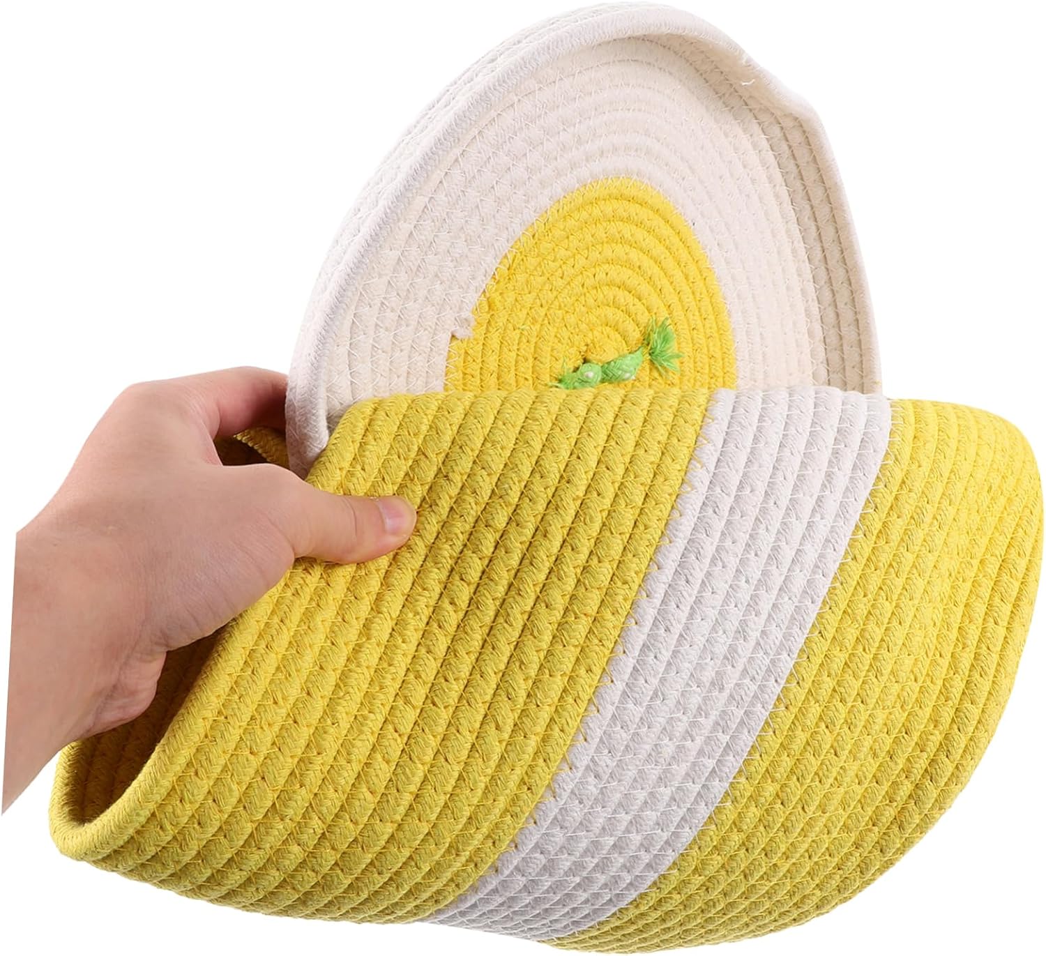 Unomor Cotton Rope Basket Lidded Storage Basket Round Decorative Home Organizer