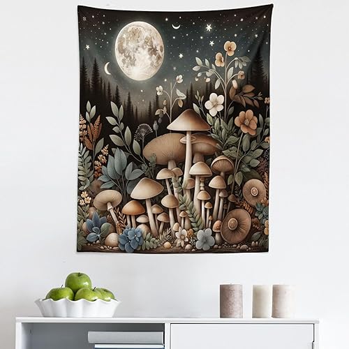 Miniatura 115 de Ambesonne Tapiz de fantasía, paisaje de fantasía con reloj, rayos de cielo de ensueño desde el techo, arte ficticio, colgante de pared ancho para