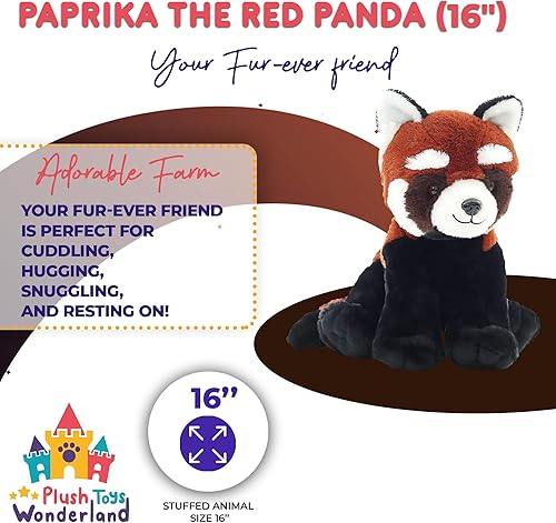 Peluche de panda rojo, peluche suave de panda rojo de 16 pulgadas, juguete de peluche suave y cómodo para niños, todas las edades