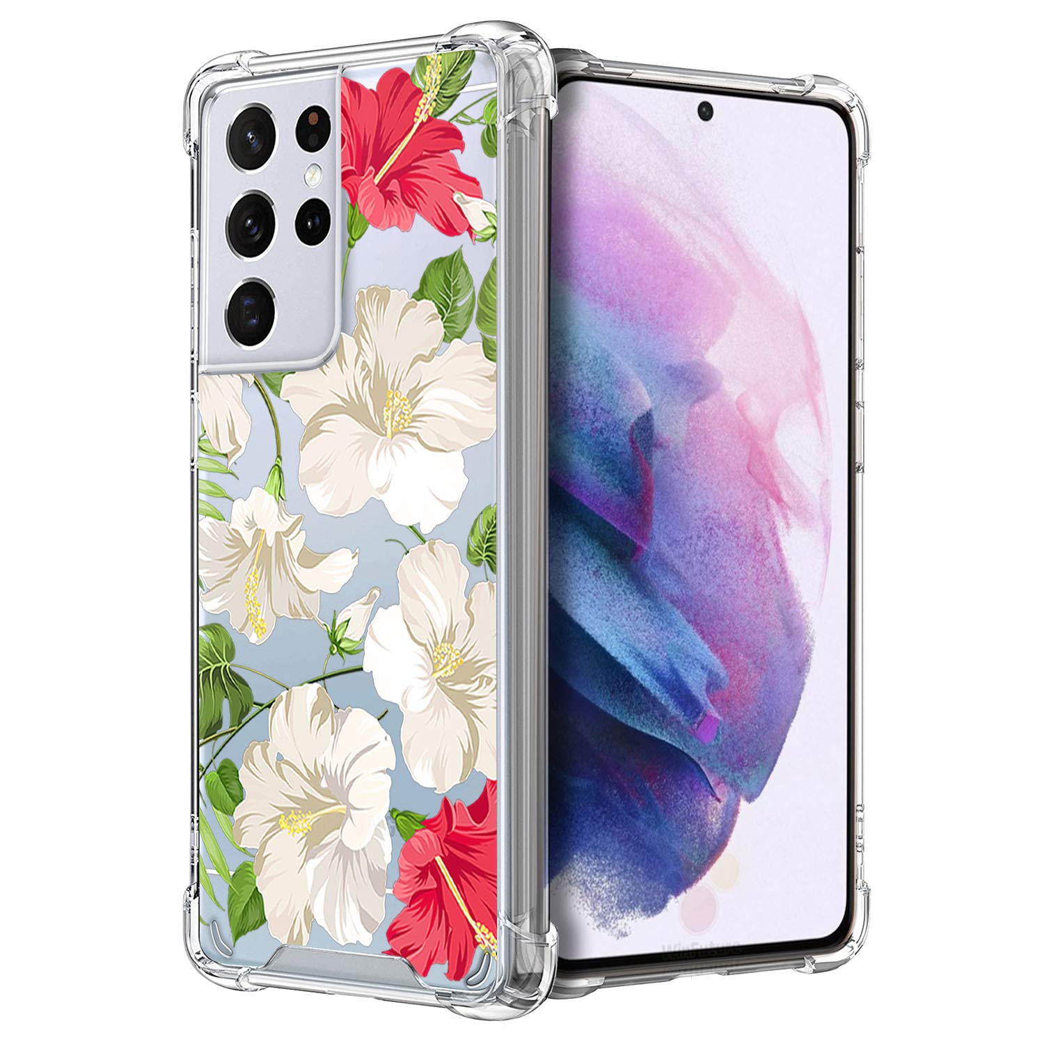 CasesOnDeck Crystal Case Compatible with [Samsung Galaxy S21 Ultra /S21 Ultra 5G (2021) Case] Thin Slim Anti-Slip Grip Case with Bumper Edges Hard