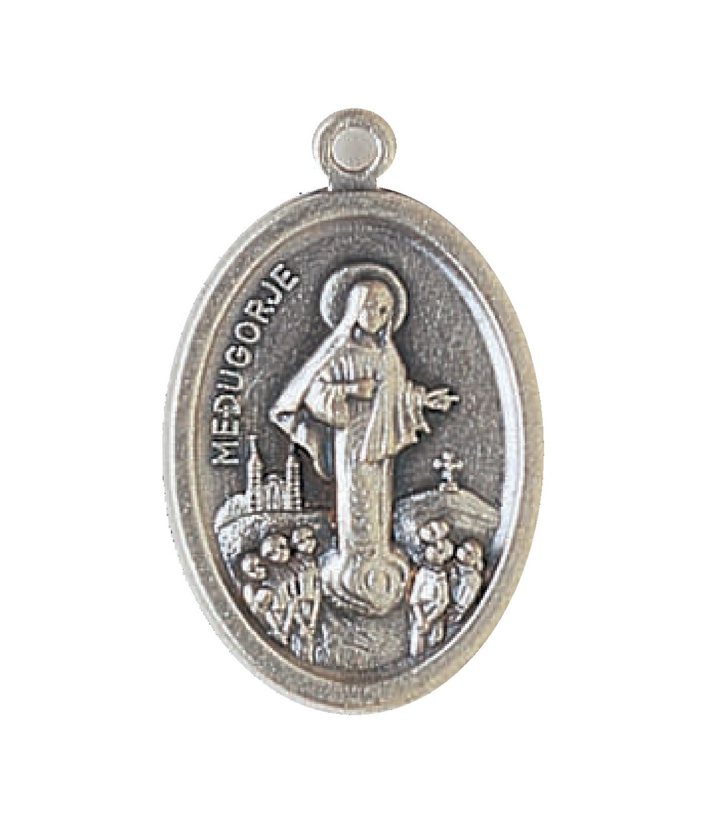 Lot of 6 Religious Medals from Italy - Silver tone + Oval ring,Miracolous,sacred heart,St. Bernadette, Infant of Prague,St. Michael Archangel, St. Francis (wolf
