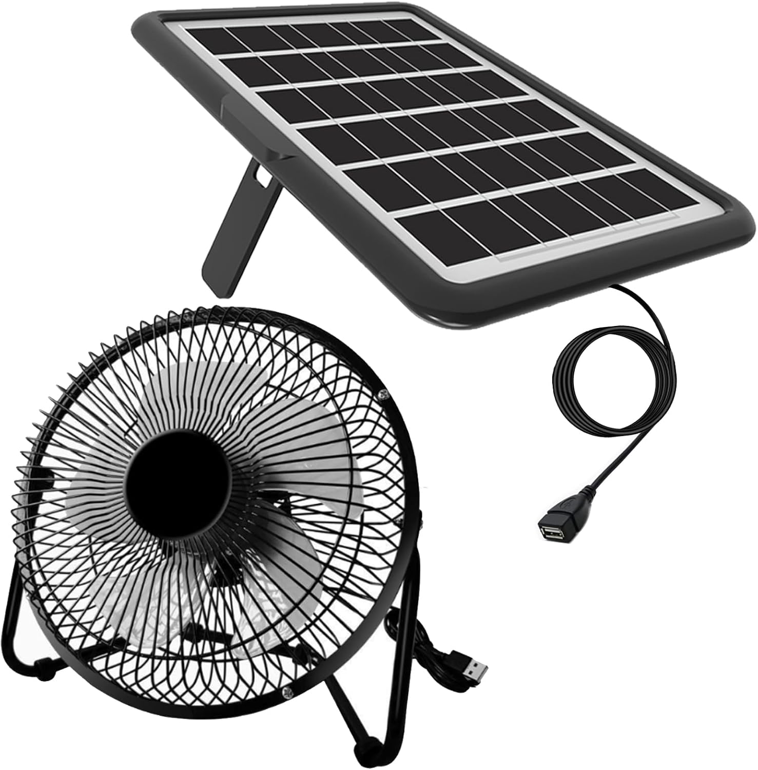 Solar Powered Fan, 8 Inch Install-Free, with 18W Portable Solar Panel, Cloudy Days Working Solar Fan for Air Circulation and Cooling in Greenhouse, Chicken Coop, Pet House, Attic, 14ft Long Cable