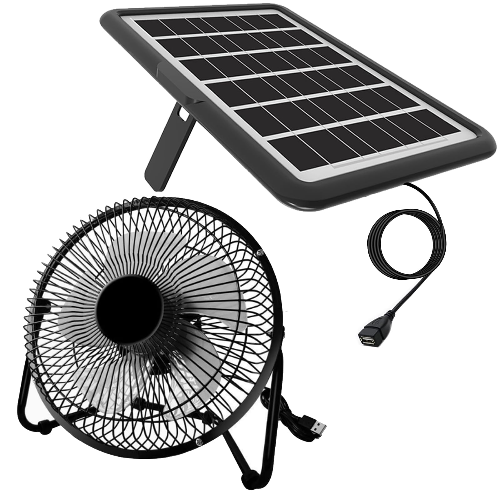 Ventilatore Alimentato a Energia Solare, 20 cm Senza Installazione, con Pannello Solare Portatile da 18W IP65, Ventilatore Solare Funzionante Anche nei Giorni Nuvolosi per Circolazione dell'Aria e