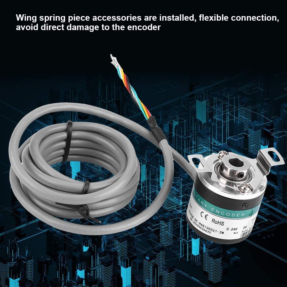 Tyenaza Codificador Rotativo Incremental, Codificador Rotatorio Fotoeléctrico de Eje Hueco GTK3808 ABZ Trifásico 5-24 V, Encoder Rotativo para Medir Velocidad de Rotación ángulo Aceleración del Objeto