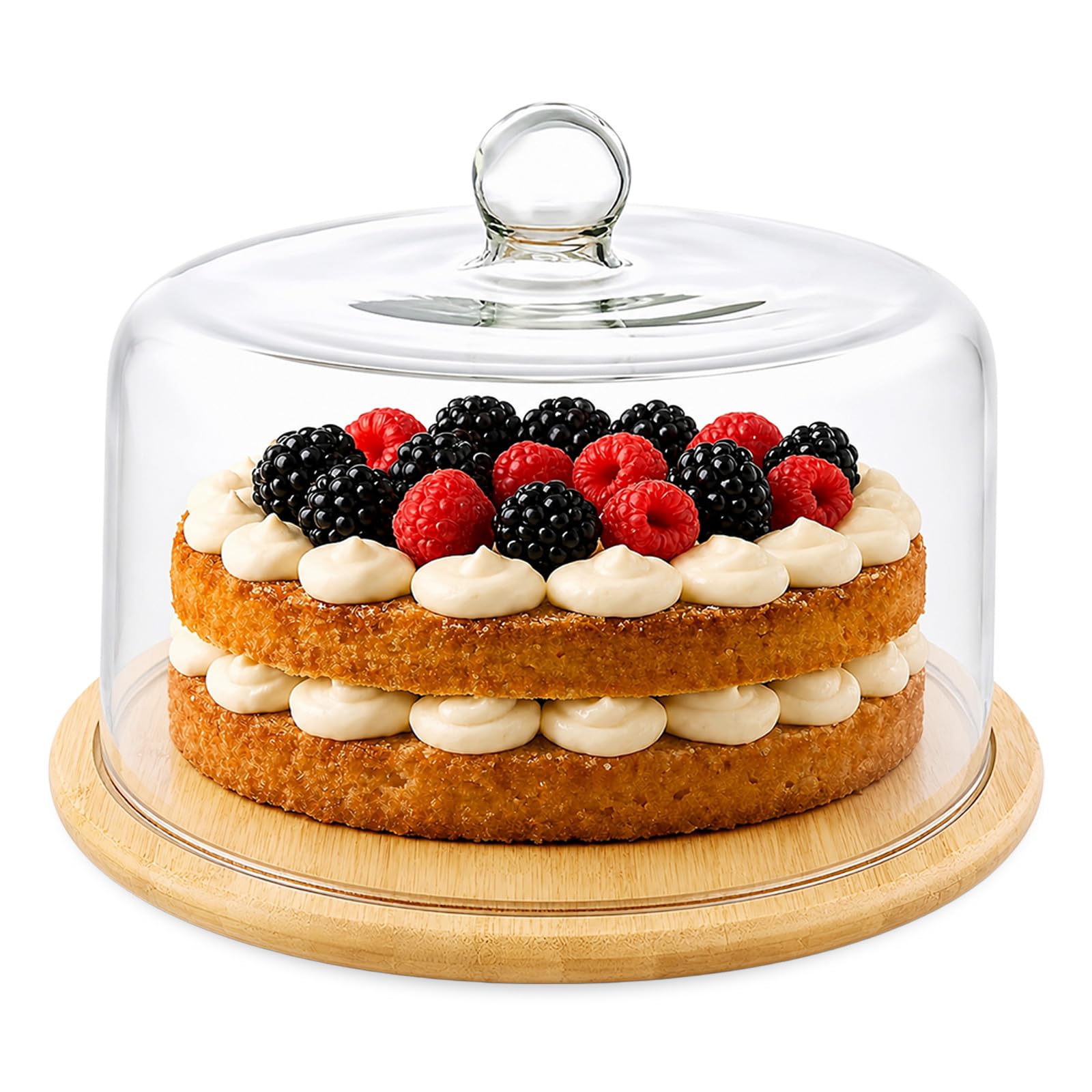 WEELOO Cake Stand with Lid, 10 in Cake Plate with Glass cover