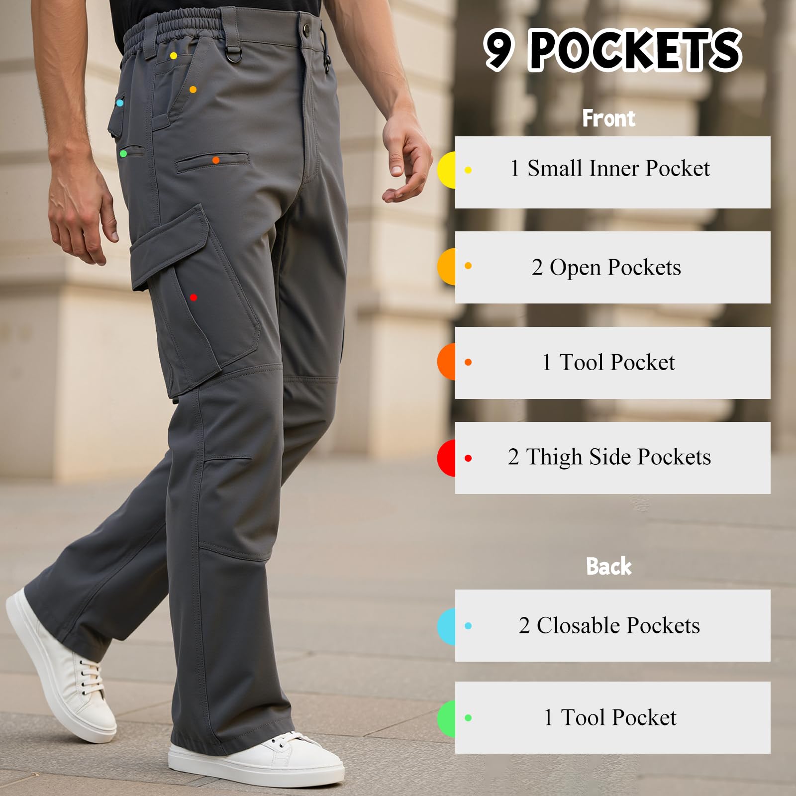 BWBIKE Pantalon de Randonnée Extérieur résistant à l'eau pour Hommes, Pantalon Cargo Tactique Léger en Ripstop pour Le Sport, Le Travail et Les Voyages de Combat