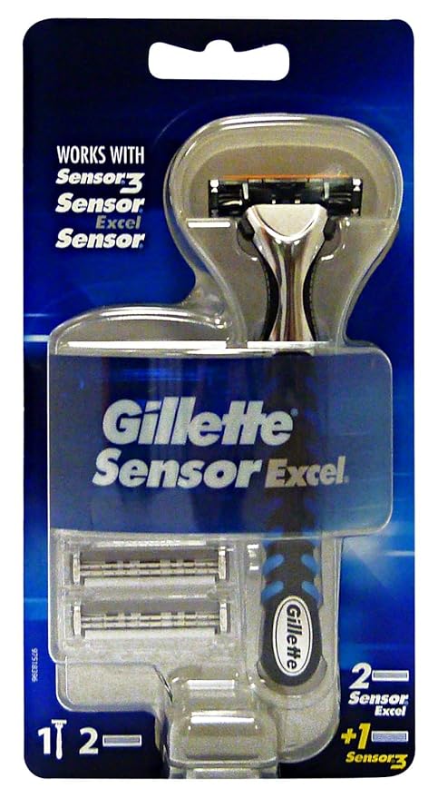 Gillette Sensor Excel Men's Razor + 3 Refills, Self-Adjusting Twin Blades, Fit All Sensor Razors