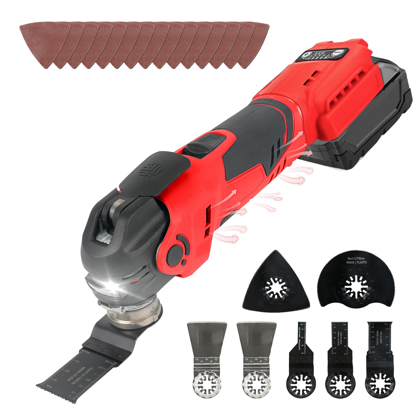 Utensili oscillanti multifunzione per batteria Milwaukee 18 V, strumento oscillante senza spazzole con accessori da 22 pezzi, 5 velocità variabili, angolo di oscillazione 4° (senza batteria)