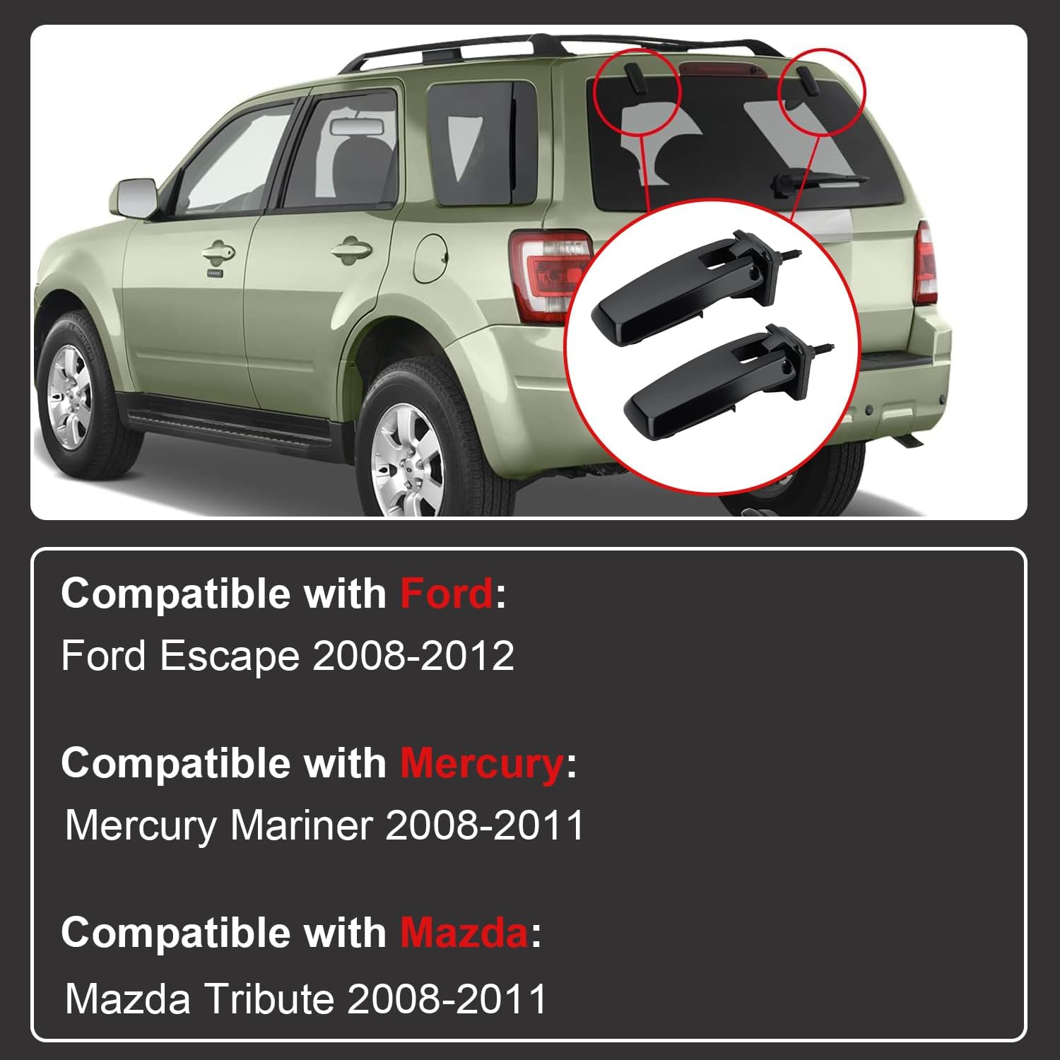 Rear Window Hinge Set Liftgate Glass Hinge Right & Left, Compatible with Ford Escape 2008-2012 Mercury Mariner Mazda Tribute 2008-2011 Replaces# 8L8Z78420A68C, 8L8Z78420A68D