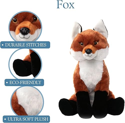Miniatura 4 de The Petting Zoo Peluche de zorro rojo, regalos para niños, animales salvajes de la vida silvestre, juguete de peluche jumbo de zorro de 20 pulgadas