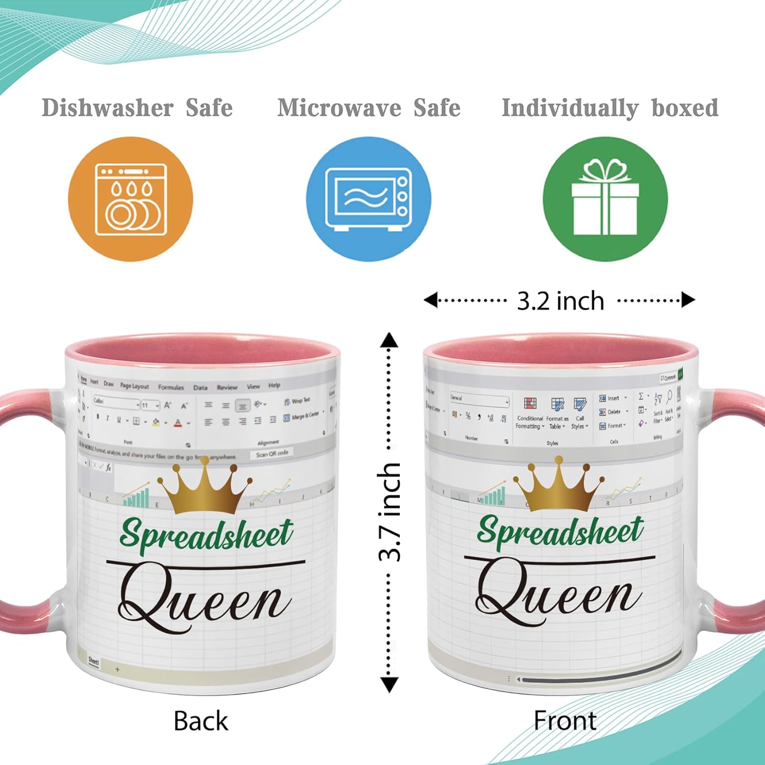 Funny Gifts for Accountant - Unique Spreadsheet Design Ceramic Coffee Cup for CPA & Finance Professionals | Novelty Christmas Gift for Coworkers, Accounting Boss | 11 oz -55 - Image 3