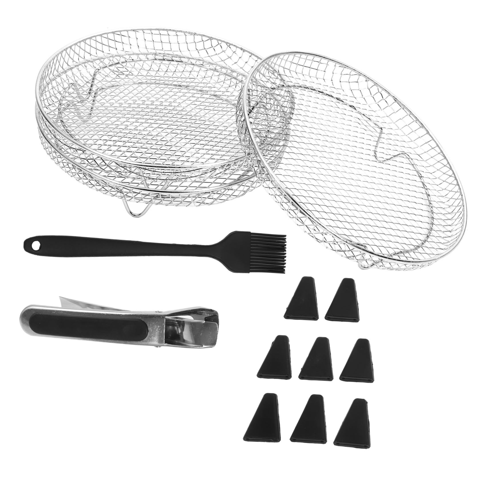 Homoyoyo 13 Pièces Empilables Pour Friteuse à Air Chaud Panier Maille Pour Friteuse à Air Support Alimentaire Métallique Pour à De Cuisson Acier Inoxydable Pour à