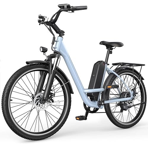 Electric Bike for Adults, Peak 1000W Ebike, 50Miles 21.7MPH UL 2849 Certified Commuter Bike, 26'' City Cruiser Bicycle with 48V Removable Battery, Rear Rack, Adjustable Stem, 7 Speed