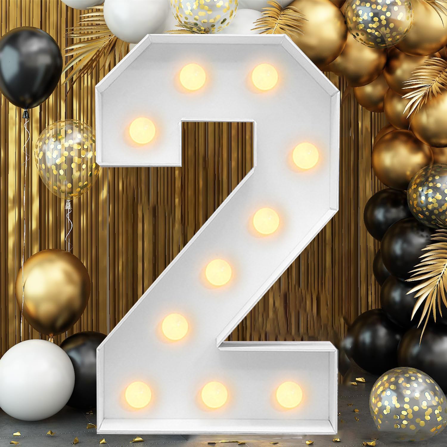 Light Up Number, Giant LED 0-9 Numbers Lights Marquee Light Up for Party Wedding Birthday New Year Anniversary, Number 2, 70cm-2.3ft — image 1