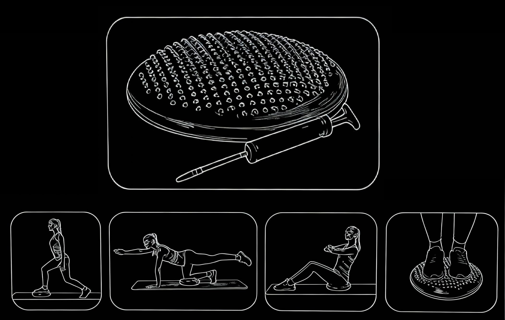 Ballsitzkissen Noppen 37 cm Türkis + passende Pumpe | Fitness, Yoga, Reha, Rückentraining Balance-Kissen, Luftkissen, Balance Pad, Noppenkissen core