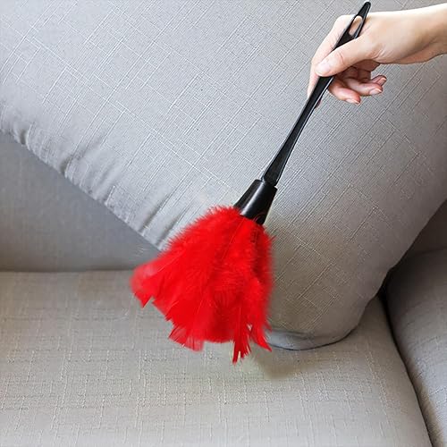 Miniatura 3 de Plumeros de plumas de pavo para limpiar el hogar, persianas, cocina, coche, oficina, ecológicos y reutilizables (2 unidades, rojo)