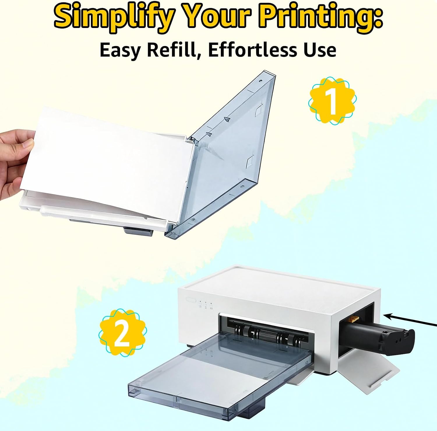 Compatible for Liene Amber M100/M110/M200/M210 4x6 Photo Printer 80 Sheets Photo Paper & 2 Ink Cartridge Refills, for DHP512/DHP513/DHP514/DHP515 Printer, Dye Sublimation, Display, Framing