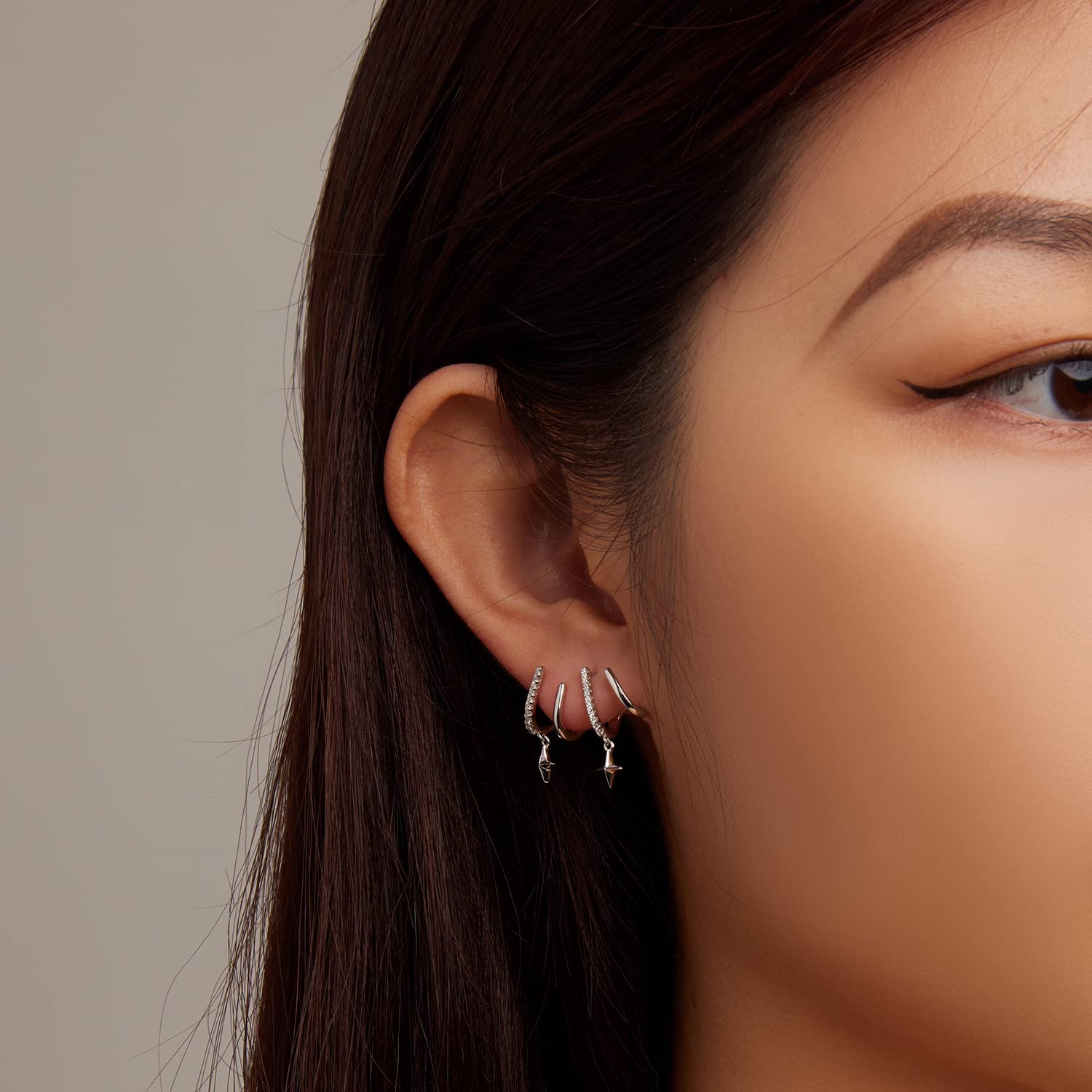 25 srebro kolor CZ mankietowe kolczyki piercing dla kobiet nastoletnie dziewczyny kolczyki z pazurami Wrap szpilki kolczyk Huggie