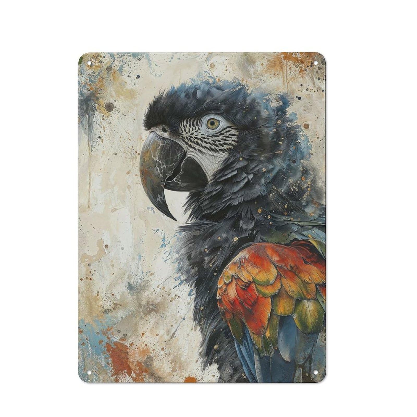 Junmoney Vivid Macaw Glance Vintage Metal Sign With Design 40X30cm, Vintage Bar Wall Plaque For Cafe, Pub, Workshop Or Home Bar