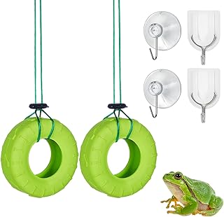 2 Sets of Miniature Climbing Swing with Suction Cup Hook Tire Swing Tank Accessories Climb Toy for Bird Habitat Reptile Amphibian Crustacean