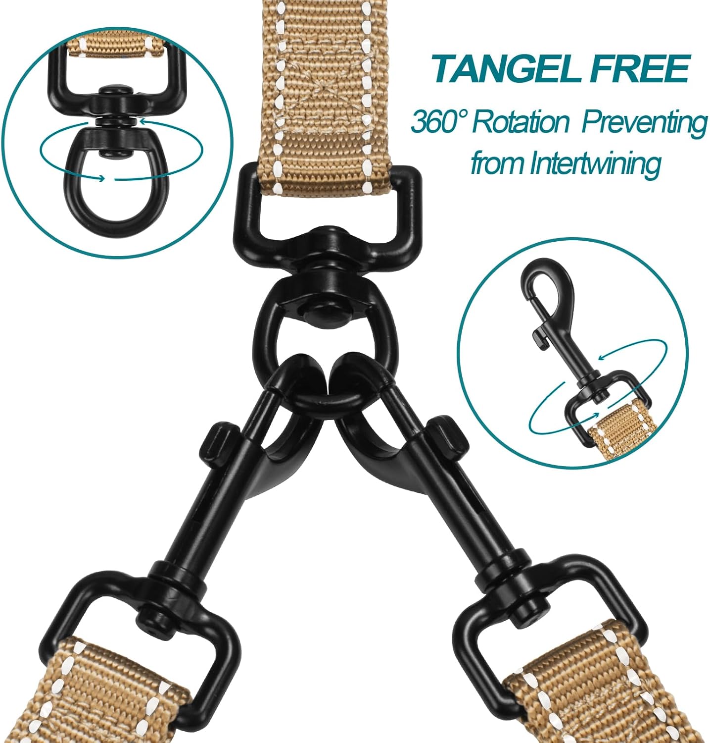 PetBonus Double Dog Leash and Dog Collar Safety Clip