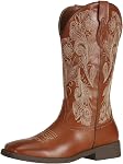 J's.o.l.e Women's Cowboy Boots Square Toe Fashion Western Cowgirl Boots Embroidered