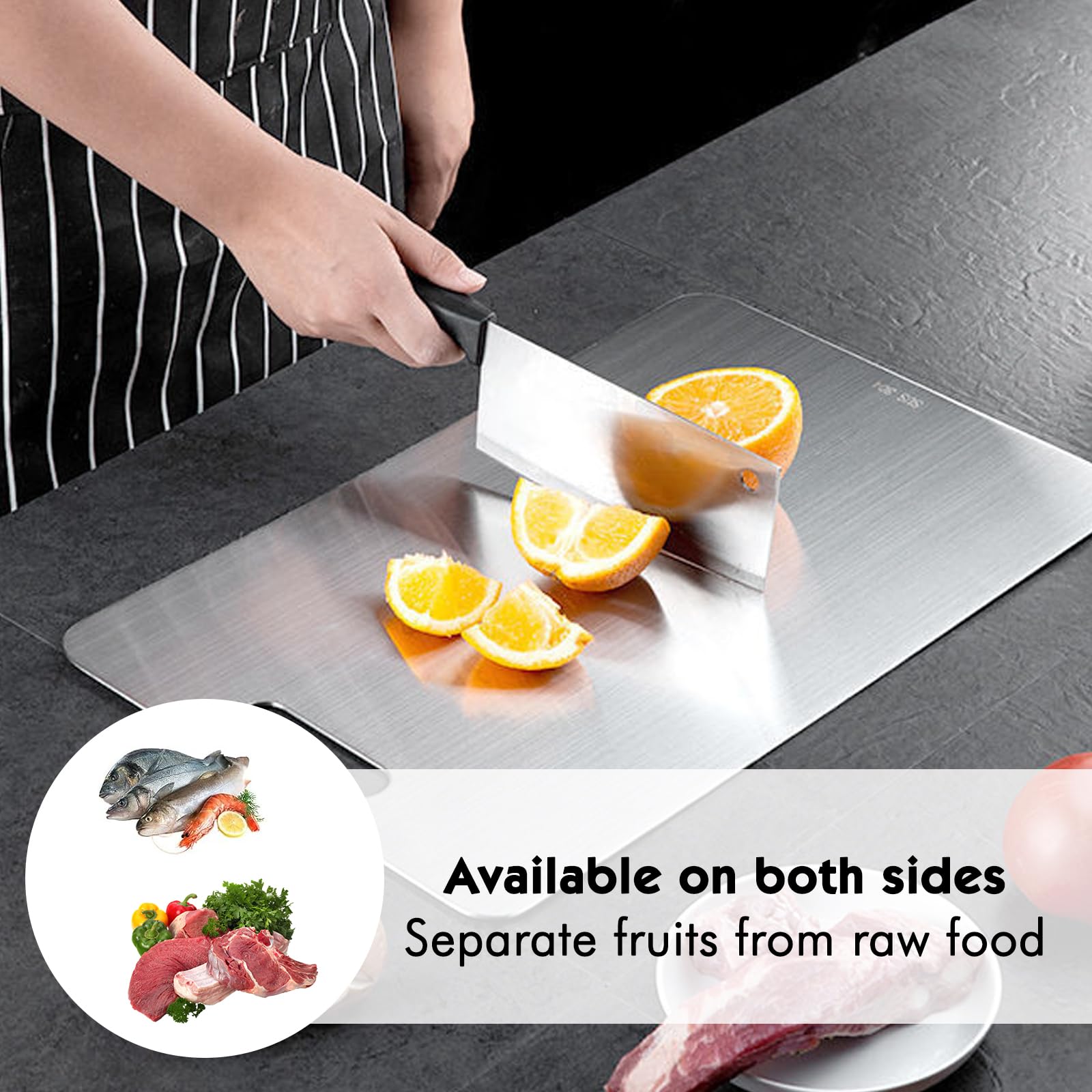 2 Taglieri In Acciaio Inox 304 - Doppia Faccia Per Carne, Verdura E Frutta - Foto 3